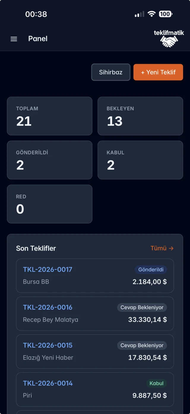 iOS uygulaması — panel